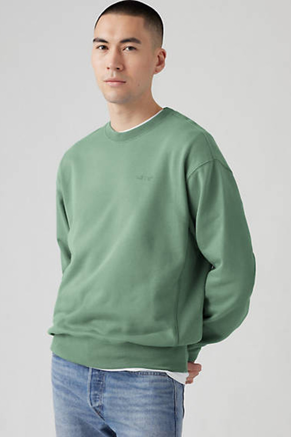 Levi's Sweat Shirt Col Rond Authentic - Homme - Vert / Myrtle Garment Dye Myrtle - XS