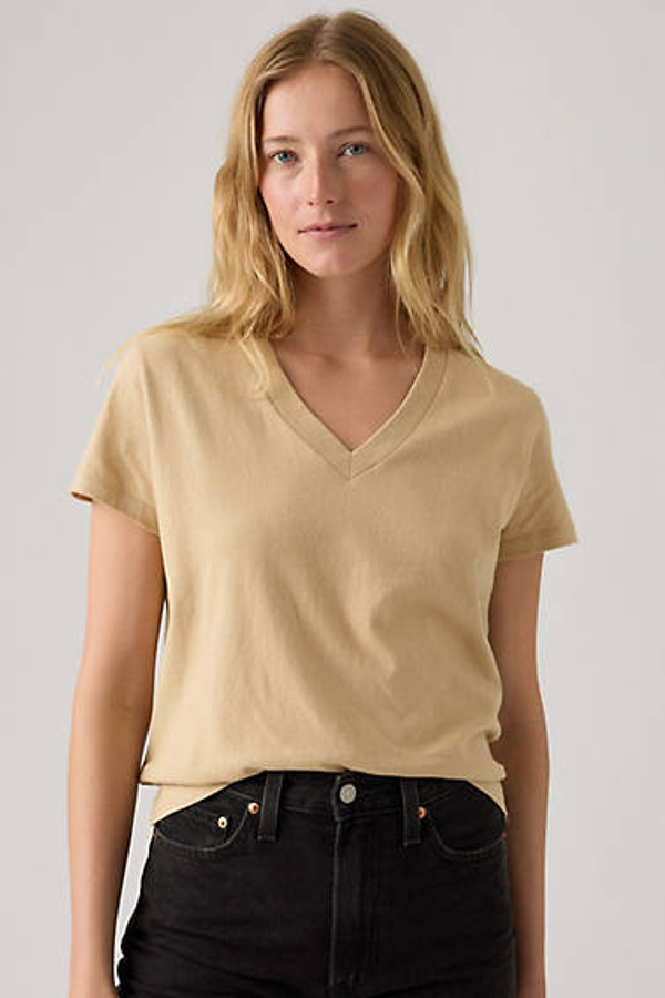 Levi' T Shirt Boxy Col V Femme / Safari Slub