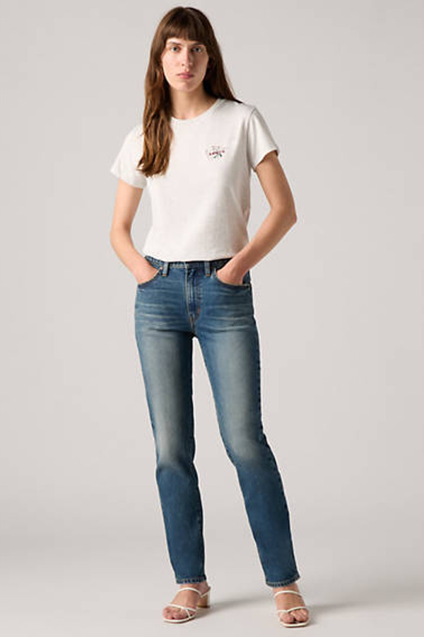 Levi's Jean 724 Taille Haute Straight - Femme - Bleu / Ankle Time - 26X32