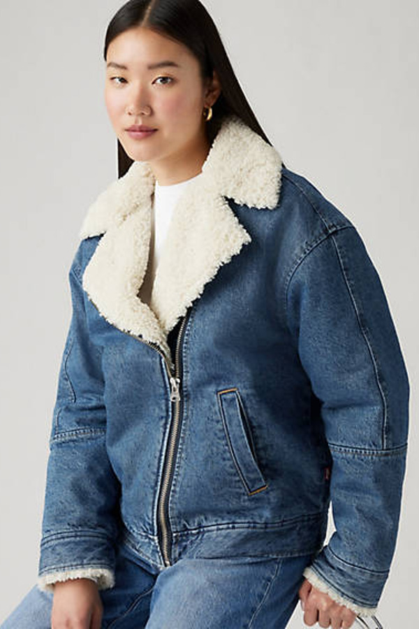 Levi's Veste Sherpa Flight - Femme - Bleu / In The Air - L