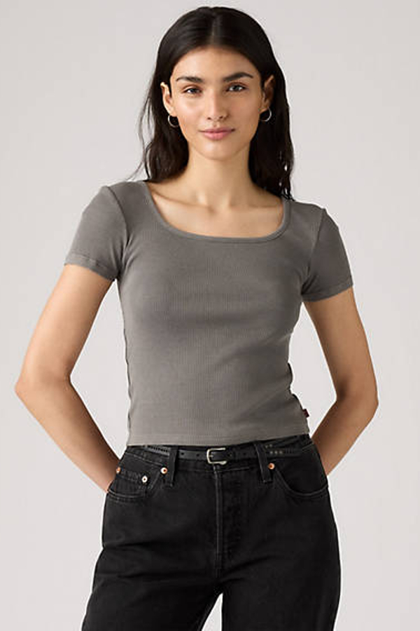 Levi' T Shirt Encolure Carrée Essential Femme / Garment Dye Fa180896 Smoked Pearl