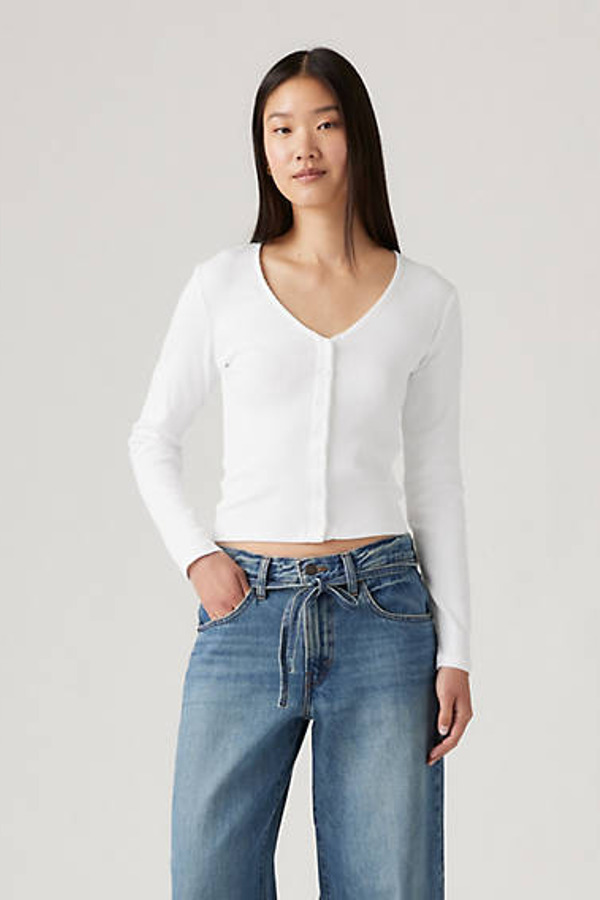 Levi's T Shirt Manche Longue Muse - Femme - Blanc / White + - XL