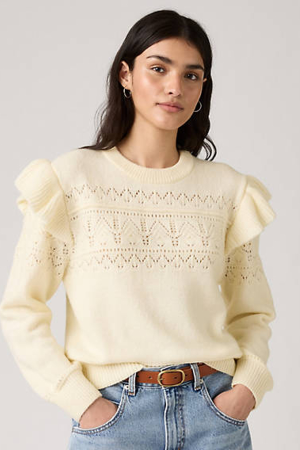 Levi' Pull Manche À Volants Shane Femme Neutral / Tofu Pointelle