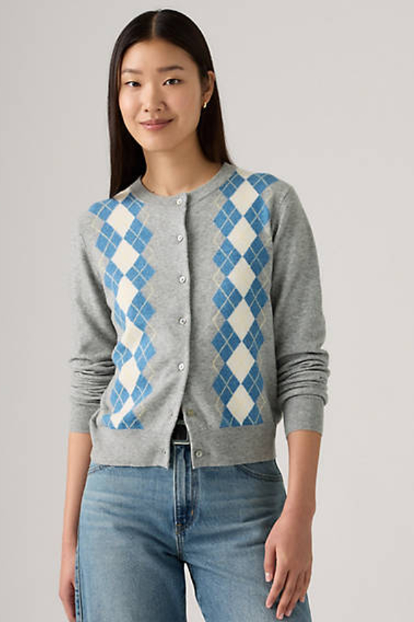 Levi' Cardigan Col Rond Supersoft Femme / Elgin Placed Argyle V2 Star Sapphire Triblend