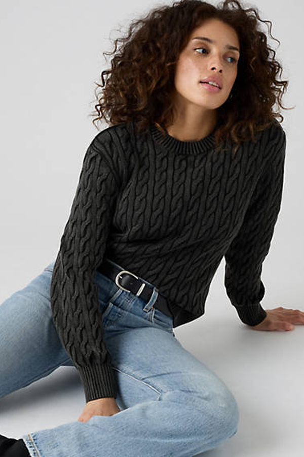 Levi' Pull Col Rond À Torsades Boyfriend Femme / Garment Dyed Pirate