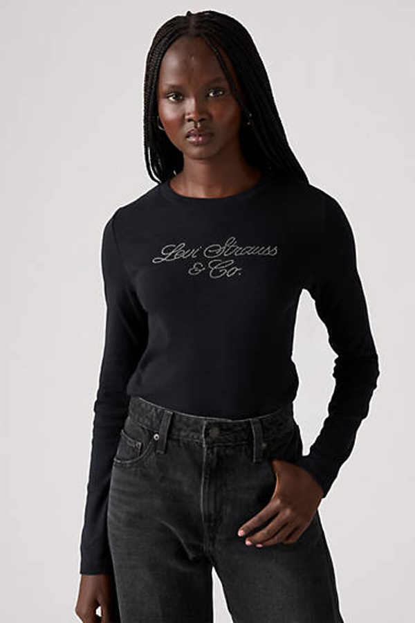 Levi' T Shirt Graphique Manche Longue Essential Femme / Rhinestone Script