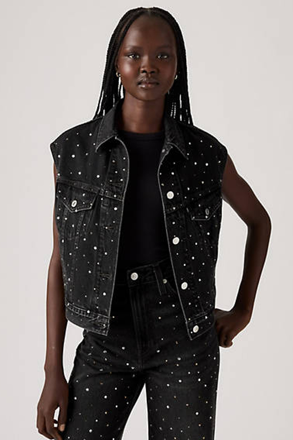 Levi' Veste Sans Manche Trucker '90 Shrunken Femme / Dazzle Me Smoke Vest
