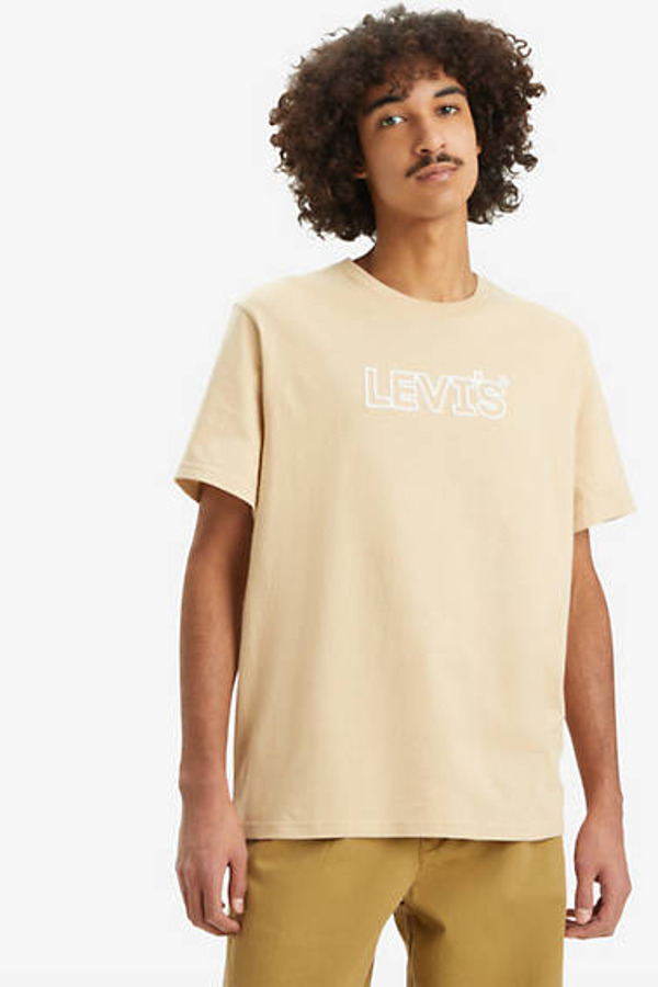 Levi's T Shirt Graphique Relaxed - Homme - Beige / Corded Headline Safari - S