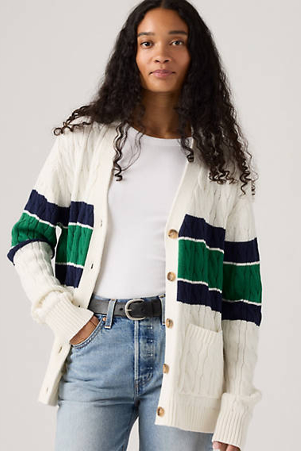 Levi' Cardigan Boyfriend À Poches Femme / Regimental Stripe Tofu Cotton