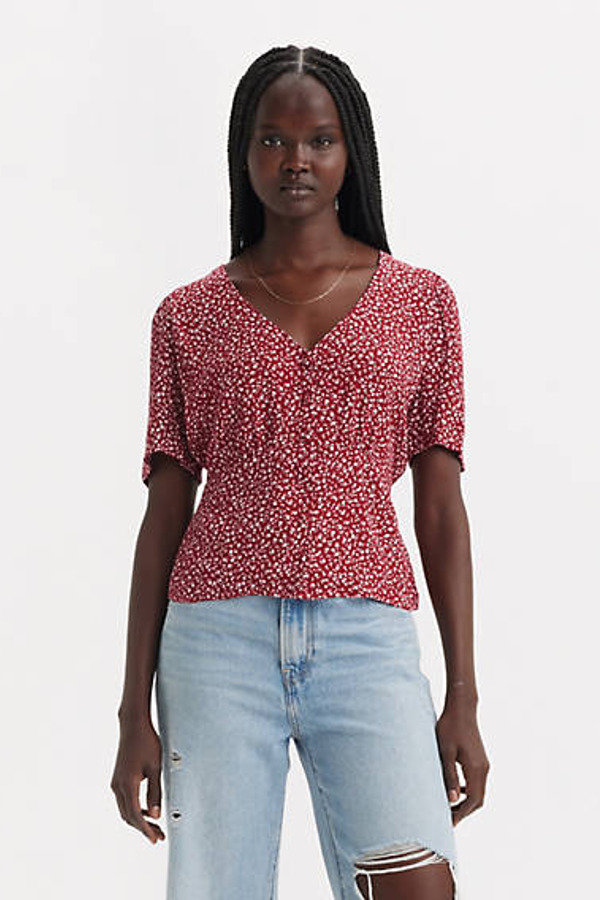 Levi's Blouse Manche Courte Dolores - Femme - Rouge / Alarcon Floral Sun-Dried Tomato - 2XS