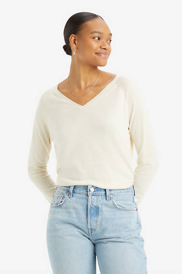 Levi's Pull Over Col V Petal - Femme - Cream / White Swan - M