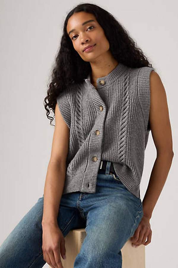 Levi' Gilet À Torsades Ines Femme / Mid Heather Gray