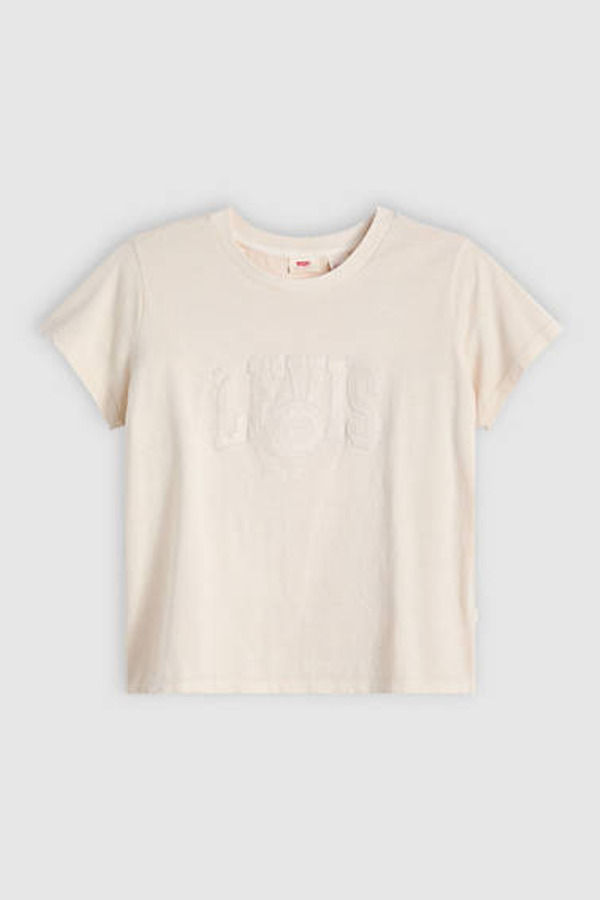 Levi's T Shirt Graphique Boxy - Femme - Cream / Srt Applique Varsity Logo White Swan - S