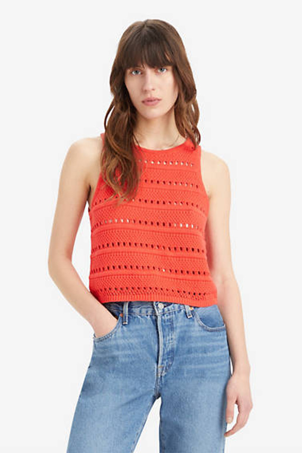 Levi's Débardeur Maille Crochetée Superbloom - Femme - Rouge / Poppy Red - XS