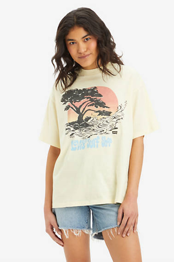 Levi's T Shirt Graphique Short Stack - Femme - Jaune / Levis Surf Shop Anise Flower - 2XS