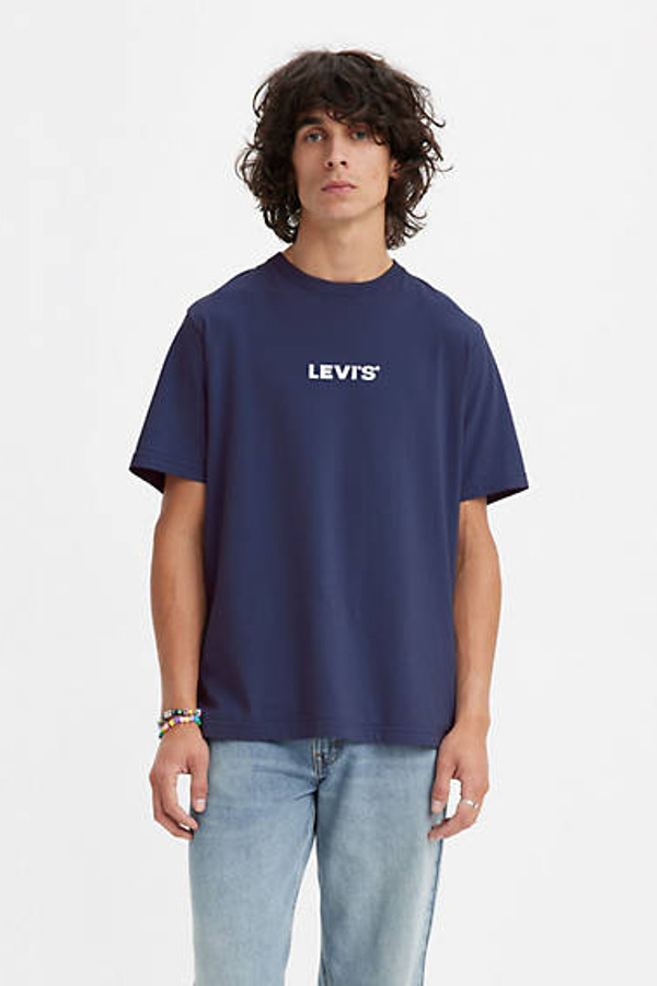 Levi's T Shirt Graphique Relaxed - Homme - Bleu / Outline Boxtab Ss Naval Academy - S