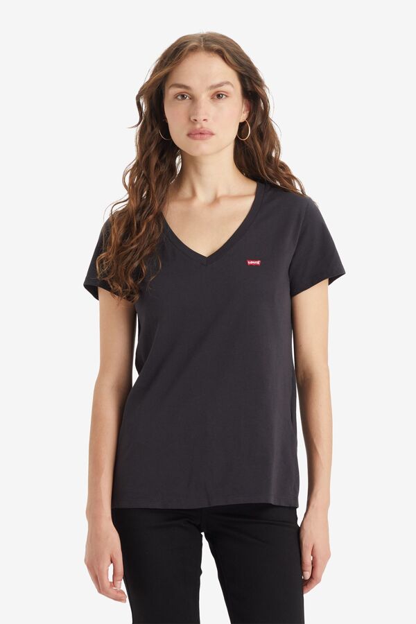 Levi's T Shirt Col V - Femme - Noir / Caviar - XS