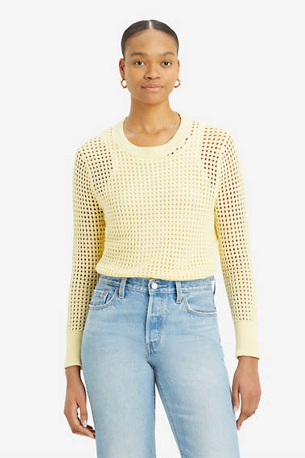 Levi's Haut Manche Longue Maille Crochetée Superbloom - Femme - Jaune / Anise Flower - S