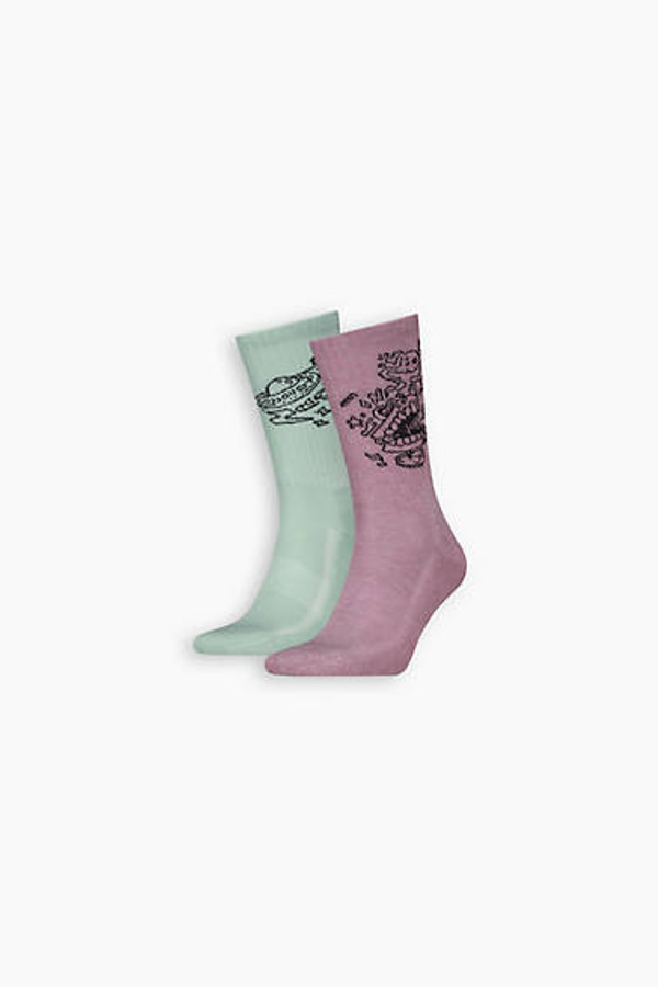 Levi's Chaussettes Standard Scribble Lot De 2 - Homme - Rose / Pink Combo - 35