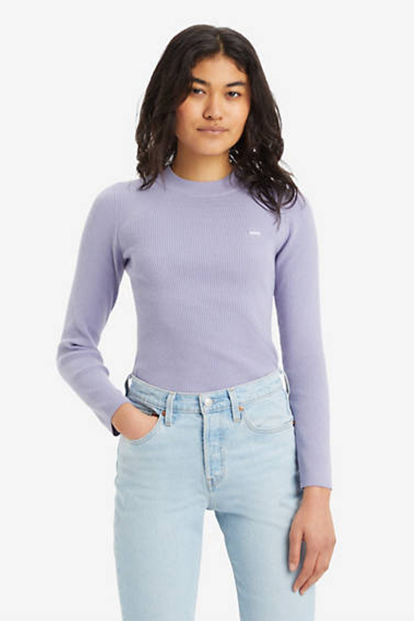 Levi's Pull Over Col Rond Maille Côtelée - Femme - Bleu / Heirloom Lilac - XS