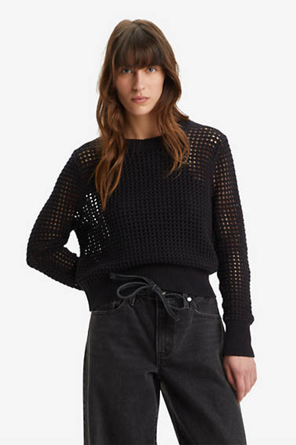 Levi's Haut Manche Longue Maille Crochetée Superbloom - Femme - Noir / Caviar - XS