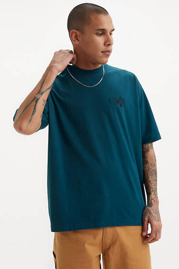 Levi's T Shirt Boxy Graphique Skateboarding - Homme - Bleu / Reflecting Pond - XS