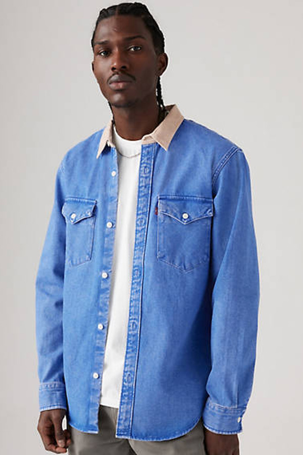 Levi's Chemise Western Relaxed - Homme - Bleu / Wade Vintage Wash - XS