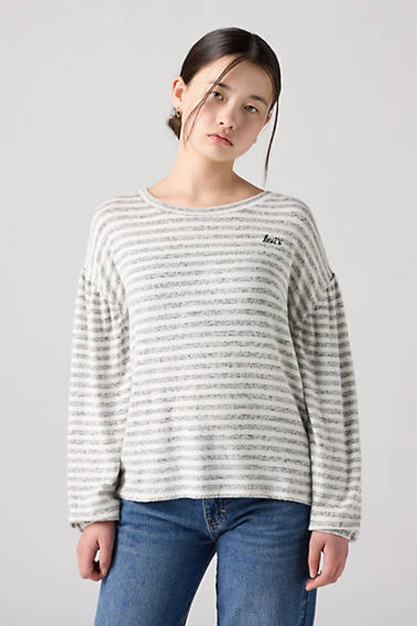 Levi's Haut En Maille À Rayures Manche Longue Hacci Ado - Femme - Gris / Grey Heather - 14A