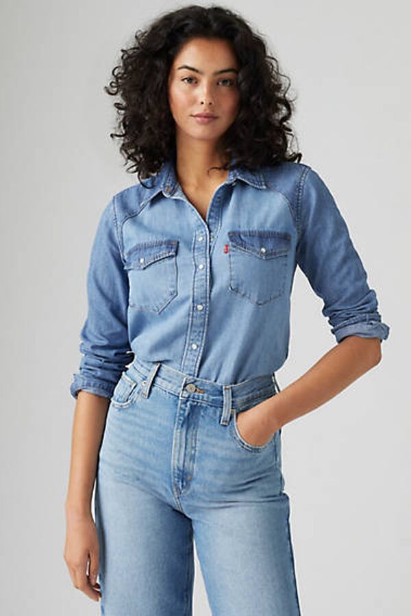 Levi's Chemise Western Iconic - Femme - Bleu / Practically Pieced Top - S