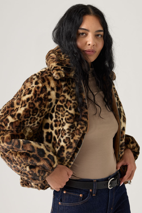 Levi' Veste Sherpa Elle Femme Neutral / Muriel Faux Leopard V2 Amber