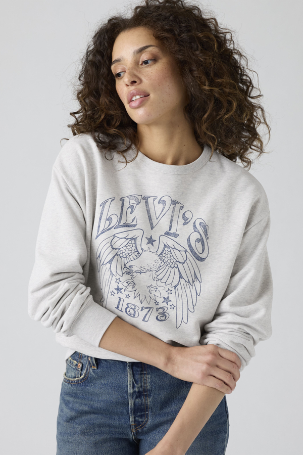 Levi' Sweat Shirt Graphique Col Rond Heritage Femme / Crew Western Archival Eagle Orbit Heather Gray - vue 1