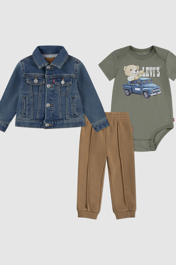 Levi' Bébé Ensemble T Shirt Trucker Et Jogger Cargo Homme / Deep Lichen 6M