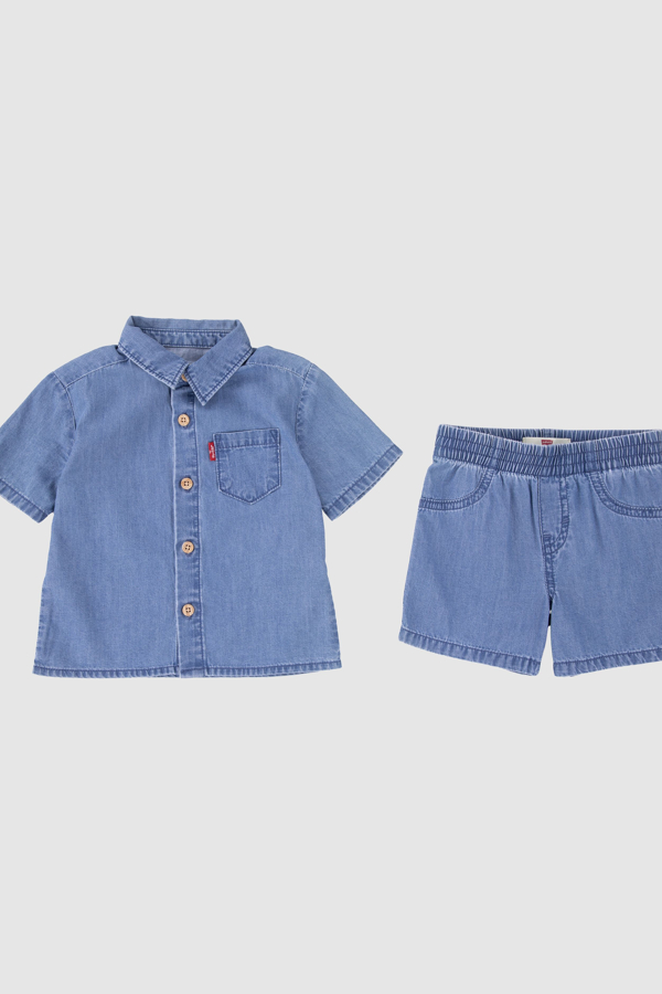 Levi' Baby Western Shirt And Shorts 2 Piece Set Homme / Thrifted 6M - vue 1