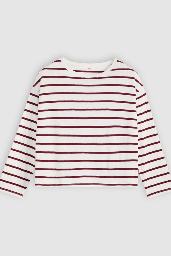 Levi' T Shirt Manche Longue Slub Julie Femme / Saint Stripe Egret Tawny Port
