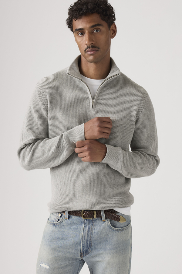 Levi' Housemark Quarter Zip Sweater Homme / Mid Tone Heather