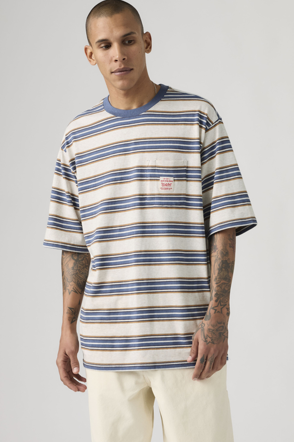 Levi' Workwear Tee Homme / Caspian Stripe Sand Heather - vue 1