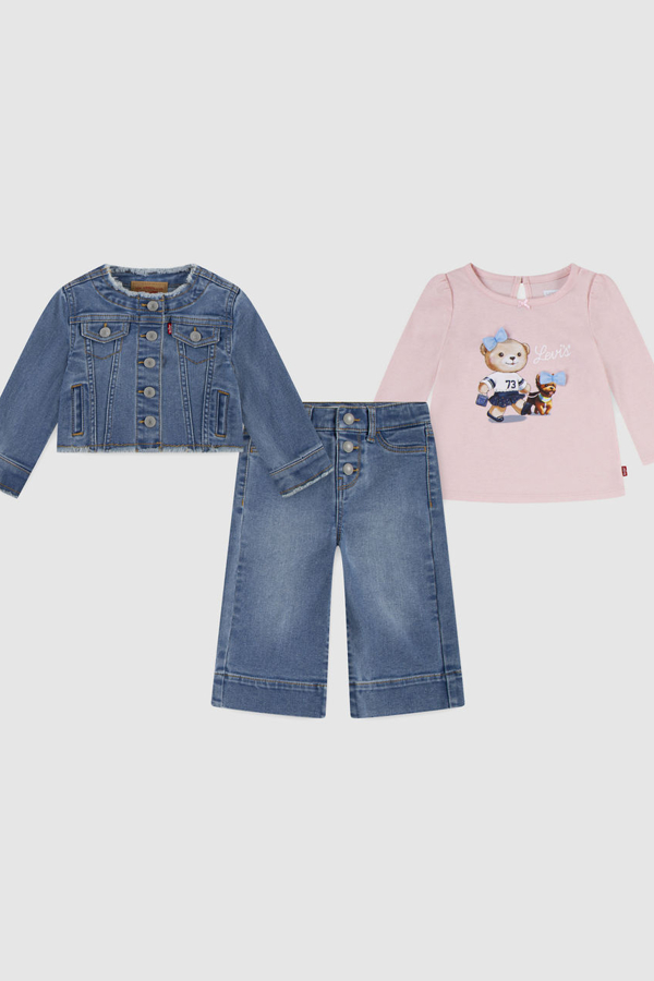 Levi' Bébé Ensemble Veste T Shirt Et Jean Large Femme / Crystal 12M