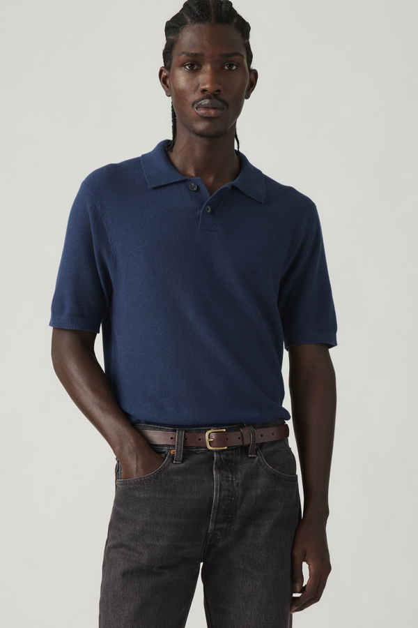 Levi' Sweater Cotton Linen Knit Polo Homme / Dress Blues Cotton Linen - vue 1