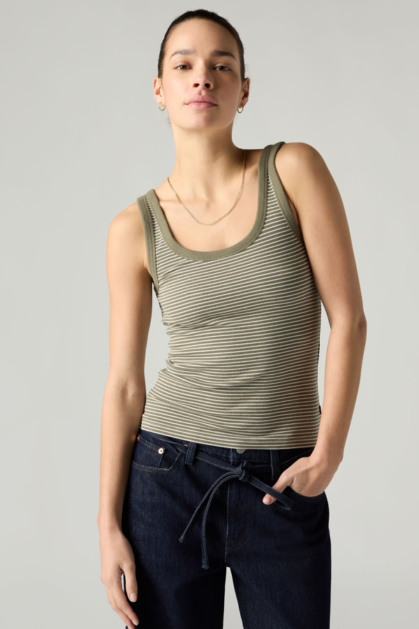 Levi' Débardeur Maille Côtelée Hayes Femme / Ava Stripe Deep Lichen