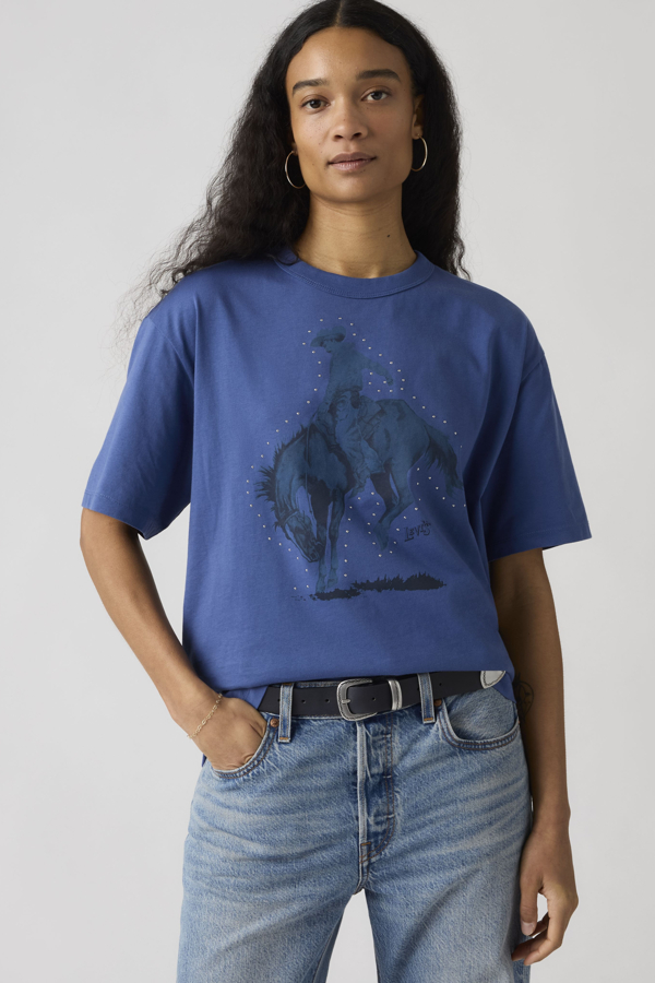 Levi' T Shirt Graphique Tabor Femme / Studded Faded Cowboy Sunshine