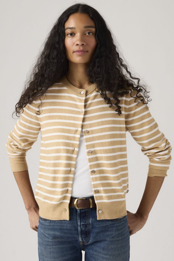 Levi' Cardigan Col Rond Supersoft Femme Neutral / Paris Stripe Curds Whey Triblend - vue 1