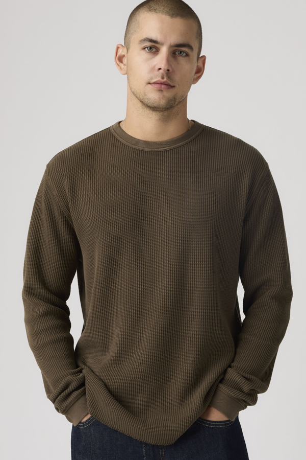 Levi' Long Sleeve Relaxed Thermal Tee Homme / Garment Dye Maitake