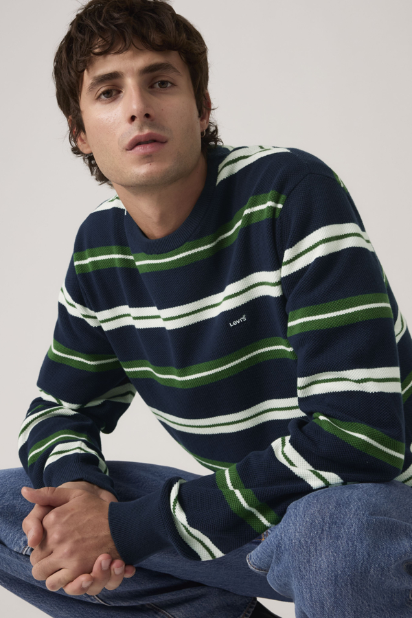 Levi' Lightweight Housemark Sweater Homme / Anthem Stripe Dress Blues