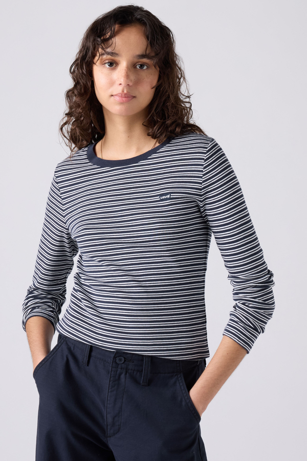 Levi' T Shirt Manche Longue Essential Housemark Femme / Mila Stripe Peacoat - vue 1