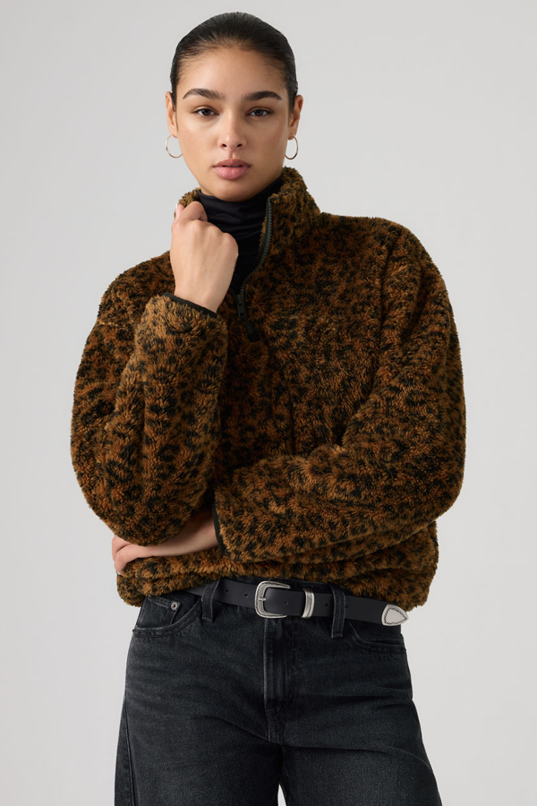 Levi' Sweat Shirt 14 Zip Sherpa Gemma Femme / Annessa Leopard Night