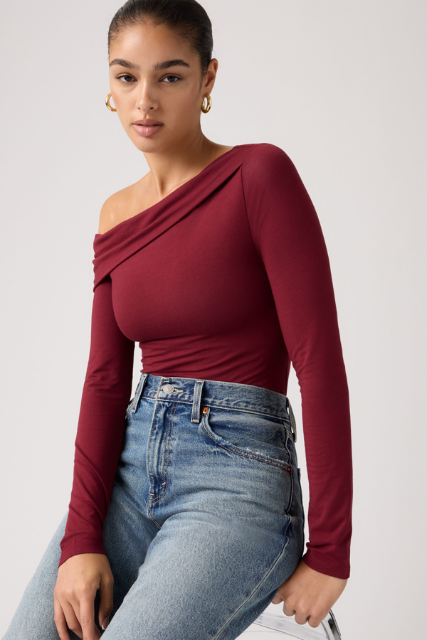 Levi' Clara Off Shoulder Long Sleeve Top Femme / Tawny Port - vue 1