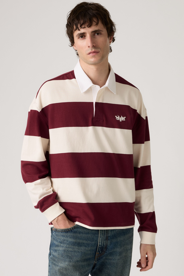 Levi' Polo De Rugby Boxy Hudson Homme / Ronan Stripe Oxblood - vue 1