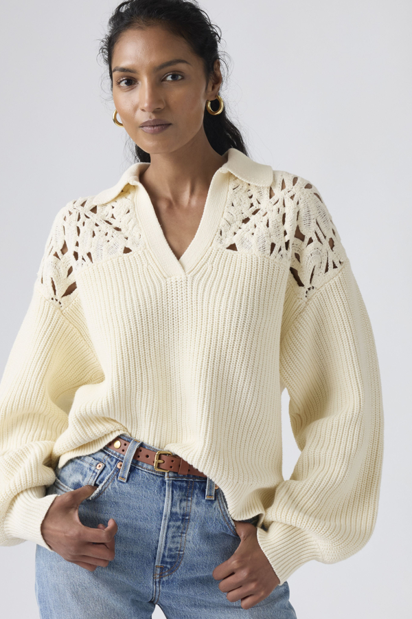Levi' Bianca Crochet Polo Sweater Femme / Tofu Cotton