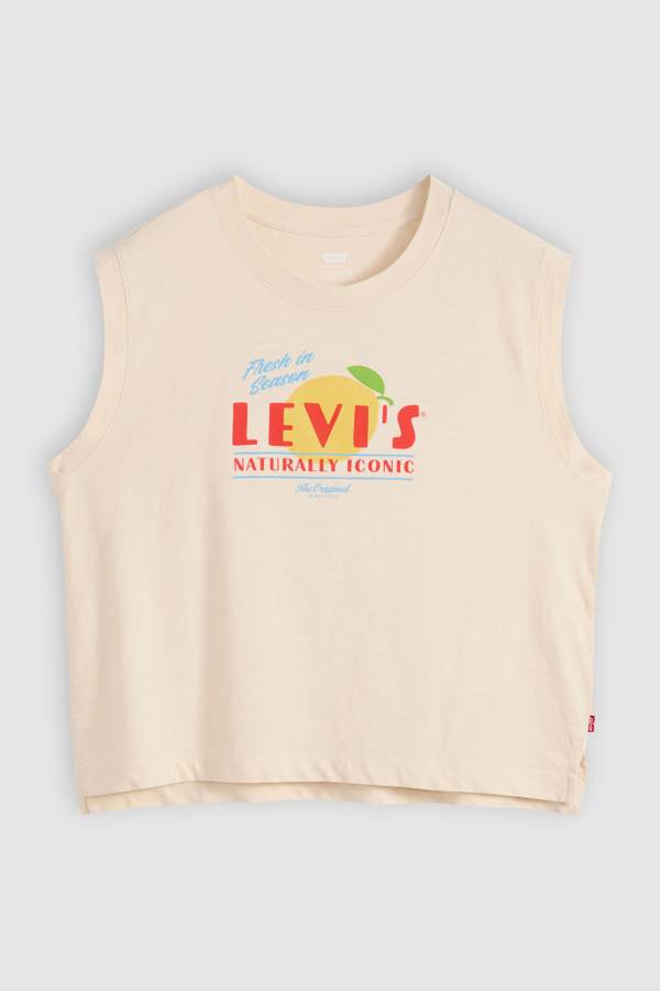 Levi' Débardeur Graphique Boxy Femme / Lemon Cursive Levis Egret
