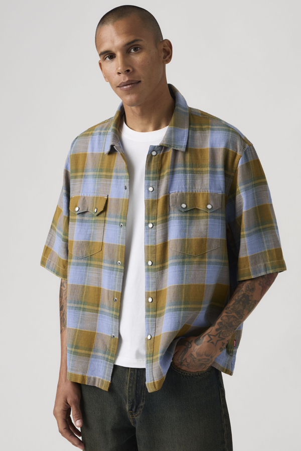 Levi' Chemise Western Manche Courte Boxy Lightweight Homme / Camran Plaid Troposphere